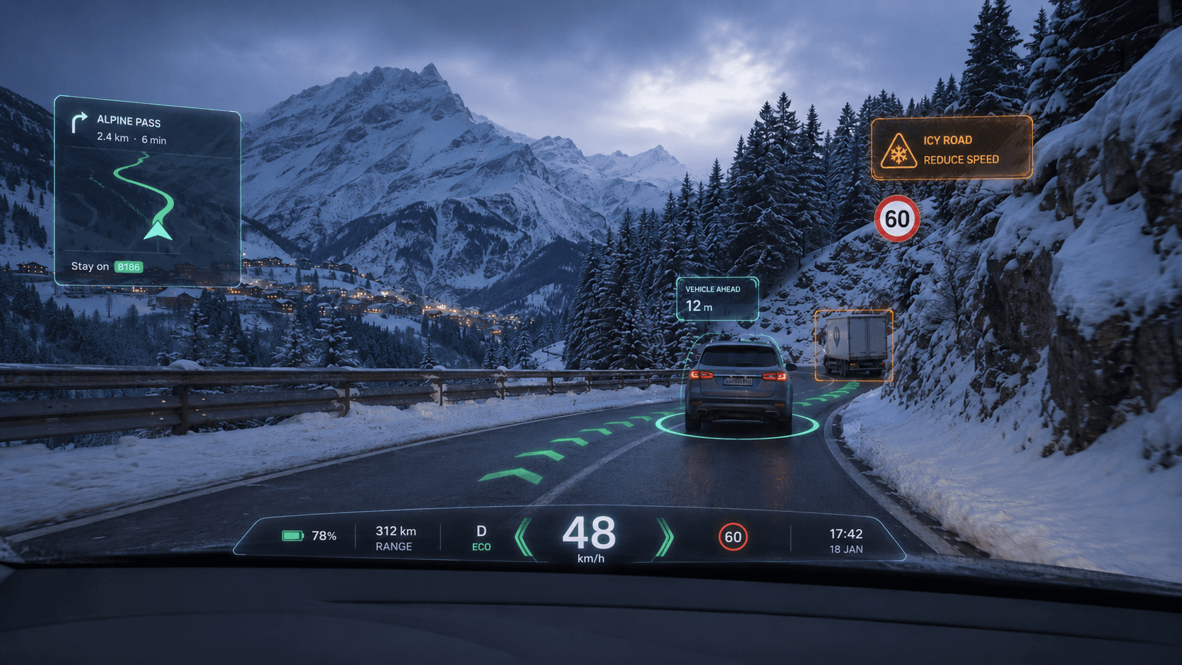 With Ignite.AR - Guidance on an icy pass